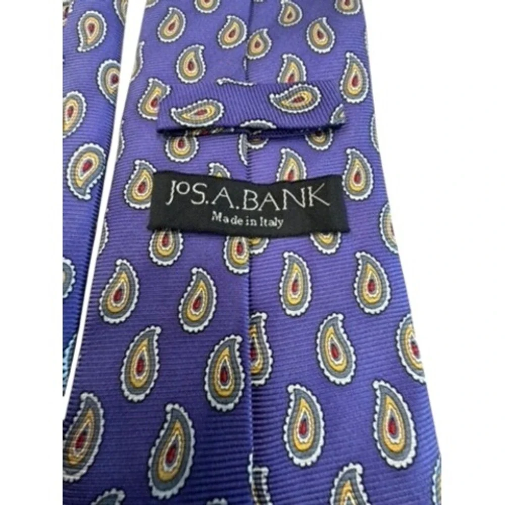 Jos. A. Bank Purple Paisley Silk Tie Made in Italy Traditional Men's Necktie